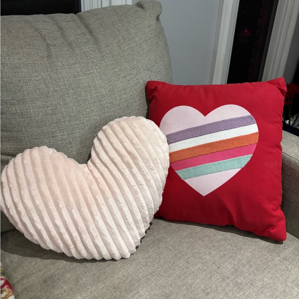 Heart-Shaped Pillow Set with Striped Design